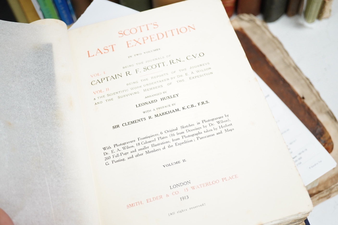 Scott, Robert Falcon - Scott's Last Expedition, 2 vols, [vol 1: the journal of Captain R.F. Scott; Vol. 2: the reports of the journey's and the scientific work undertaken by Dr. E.A. Wilson and the surviving members of t